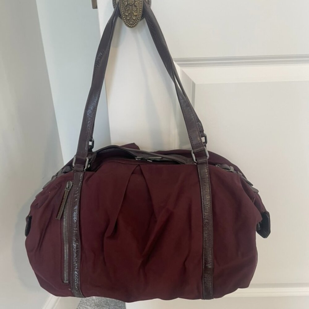 Vintage HOBO International Nylon and Leather Plum Shoulder Bag